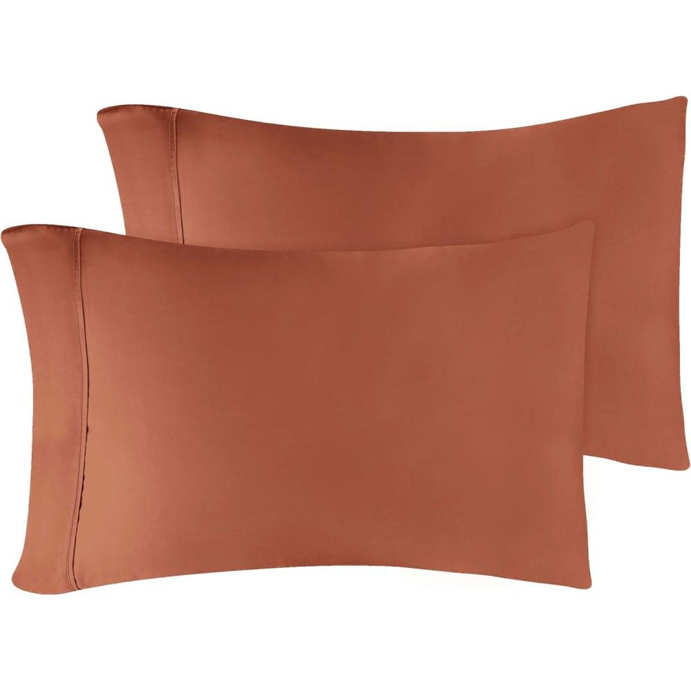 imageStandard Pillowcases 300Thread LongStaple Combed Cotton Sateen 2Piece Set WhitePumpkin