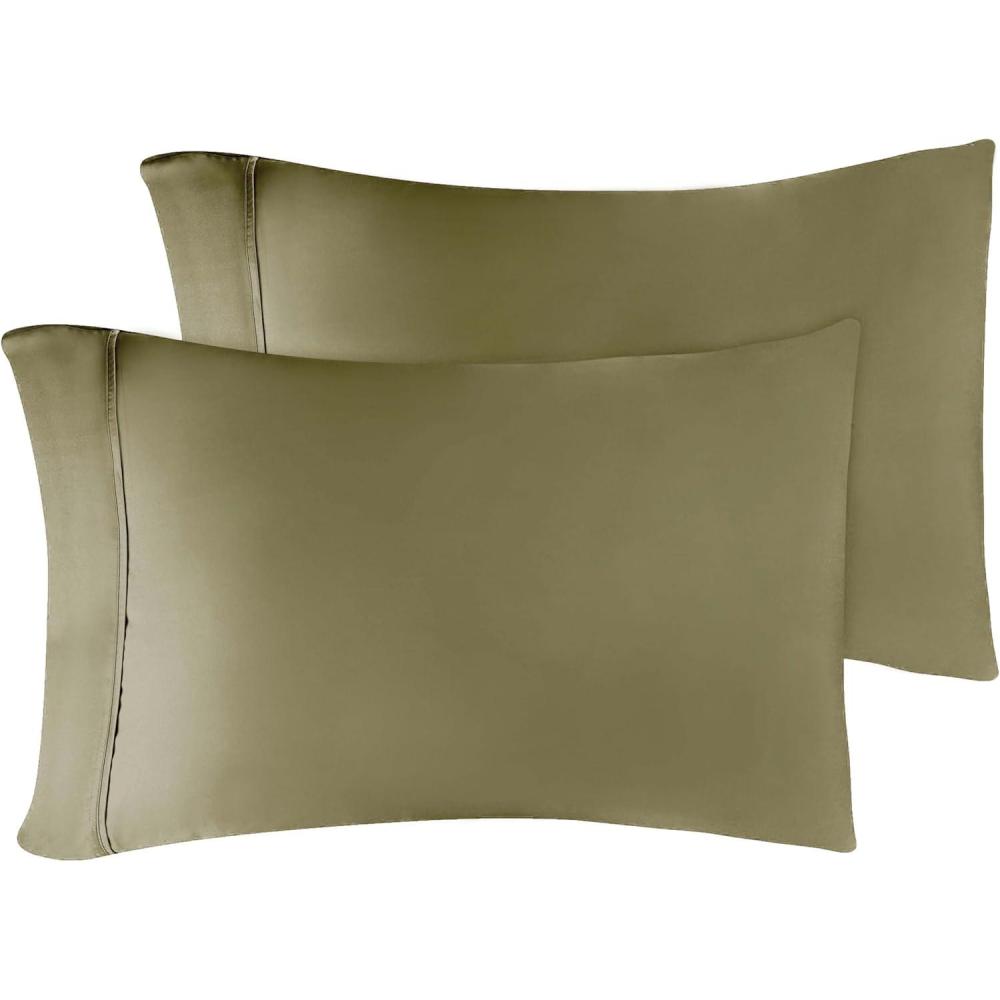 imageStandard Pillowcases 300Thread LongStaple Combed Cotton Sateen 2Piece Set WhiteSage