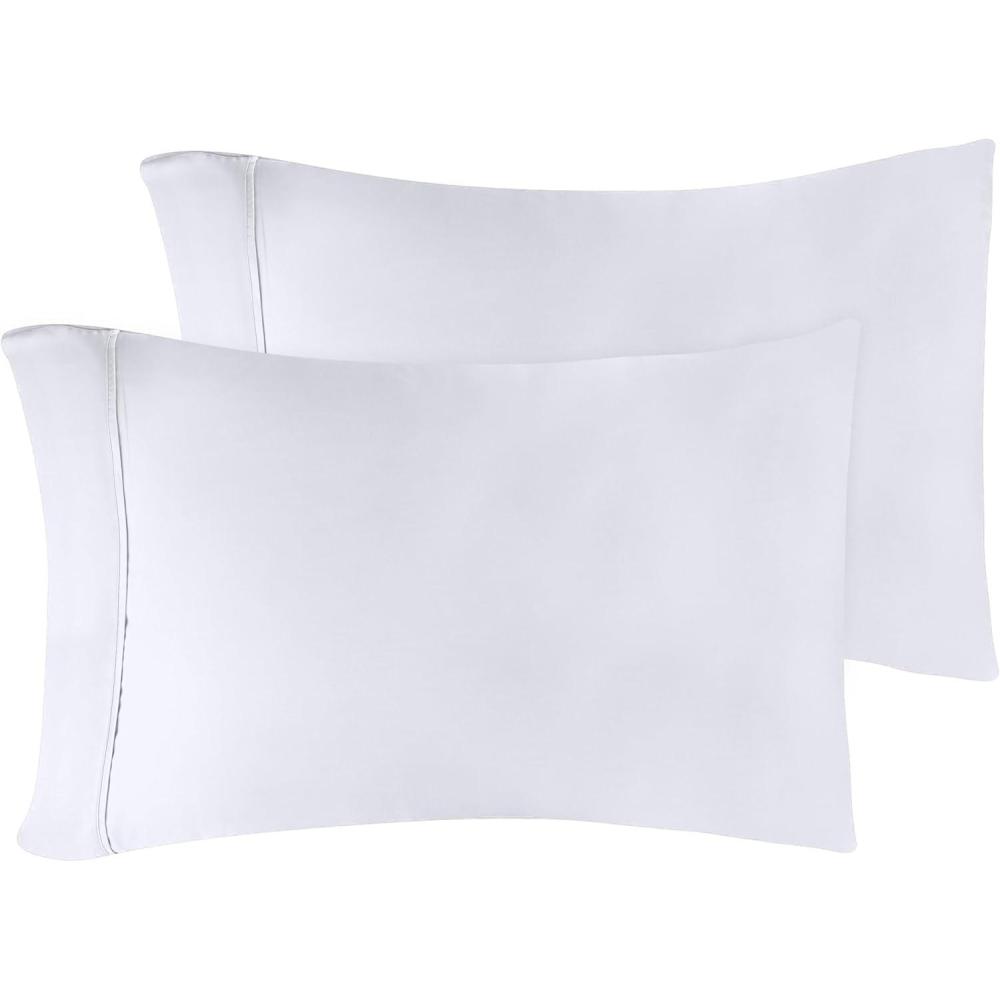 imageStandard Pillowcases 300Thread LongStaple Combed Cotton Sateen 2Piece Set WhiteWhite