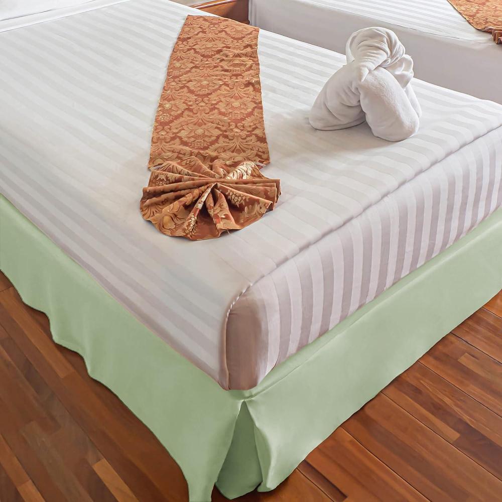 imageSuperior 100 Brushed Microfiber Pleated Bed Skirt Queen ChromeMint