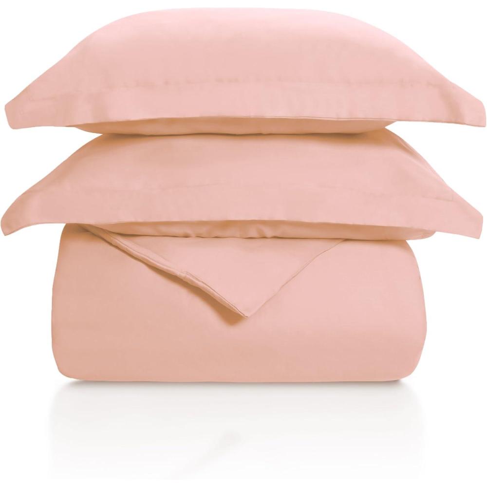 imageSuperior 100 Cotton 300 Thread Count Wrinkle Free Easy Care 3 Piece  KingCalifornia King Duvet Cover Set IvoryPeach