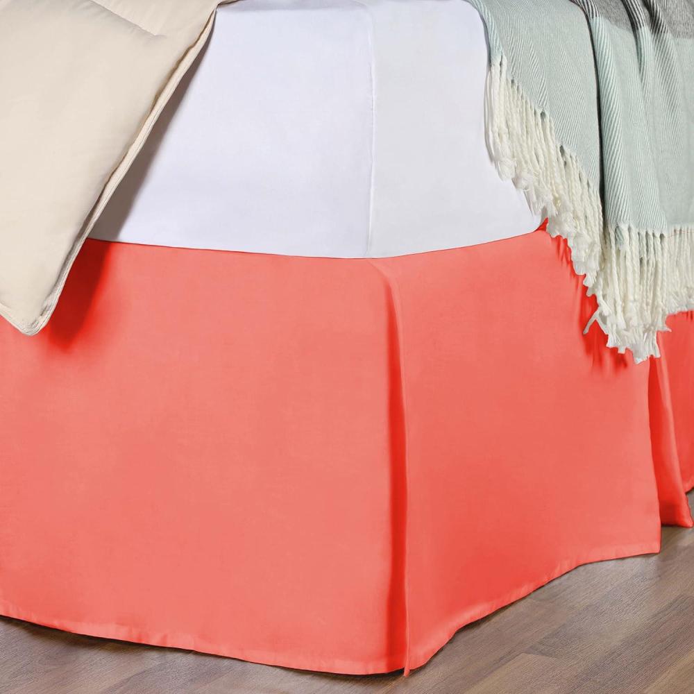 imageSuperior 100 Premium Combed Cotton Bed Skirt with 15quot Drop Classic Pleated Sides and Split Corners to Accommodate Bed Posts Red  KingCoral