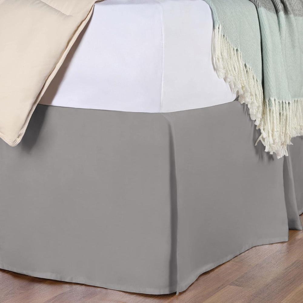 imageSuperior 100 Premium Combed Cotton Bed Skirt with 15quot Drop Classic Pleated Sides and Split Corners to Accommodate Bed Posts Red  KingGray
