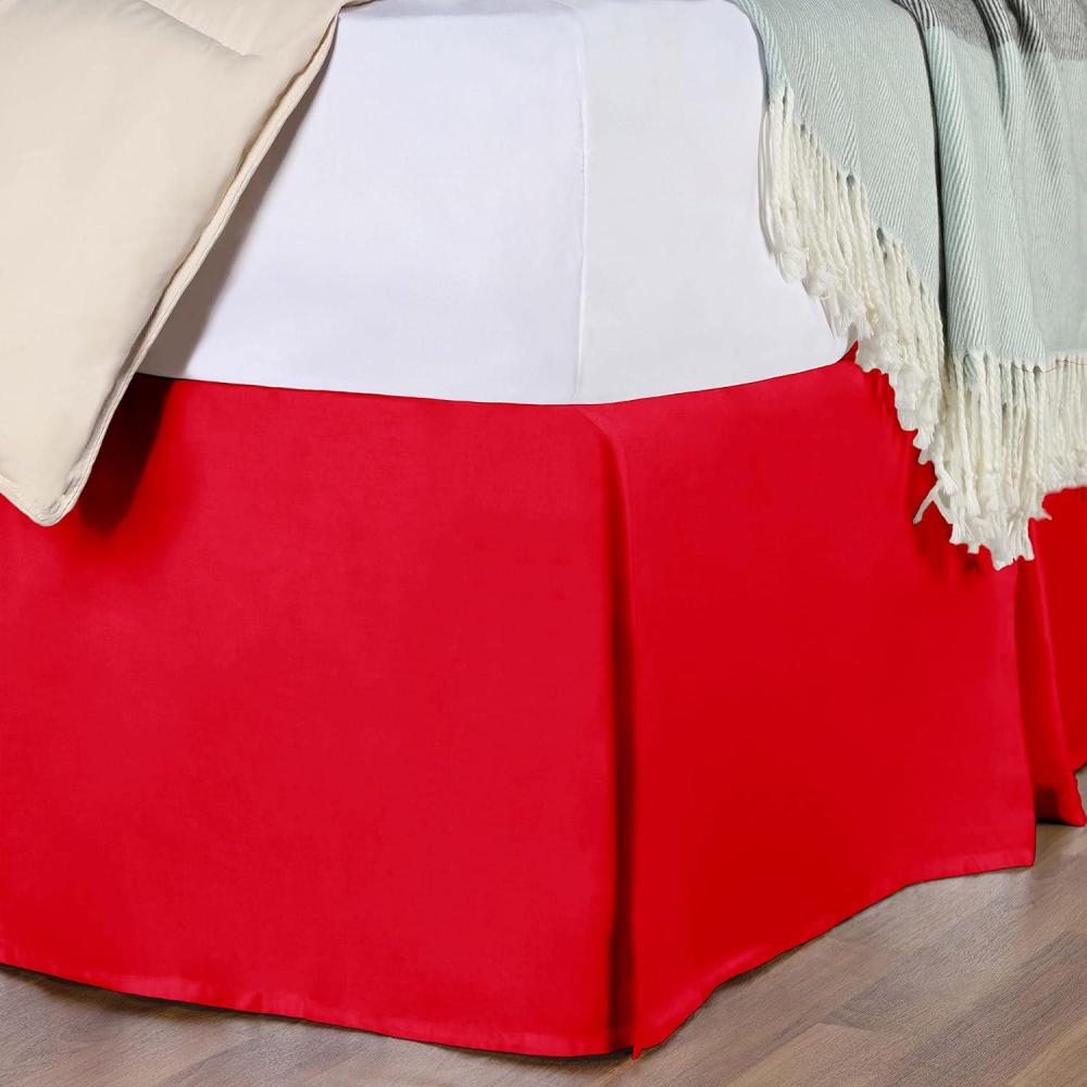 imageSuperior 100 Premium Combed Cotton Bed Skirt with 15quot Drop Classic Pleated Sides and Split Corners to Accommodate Bed Posts Red  KingRed