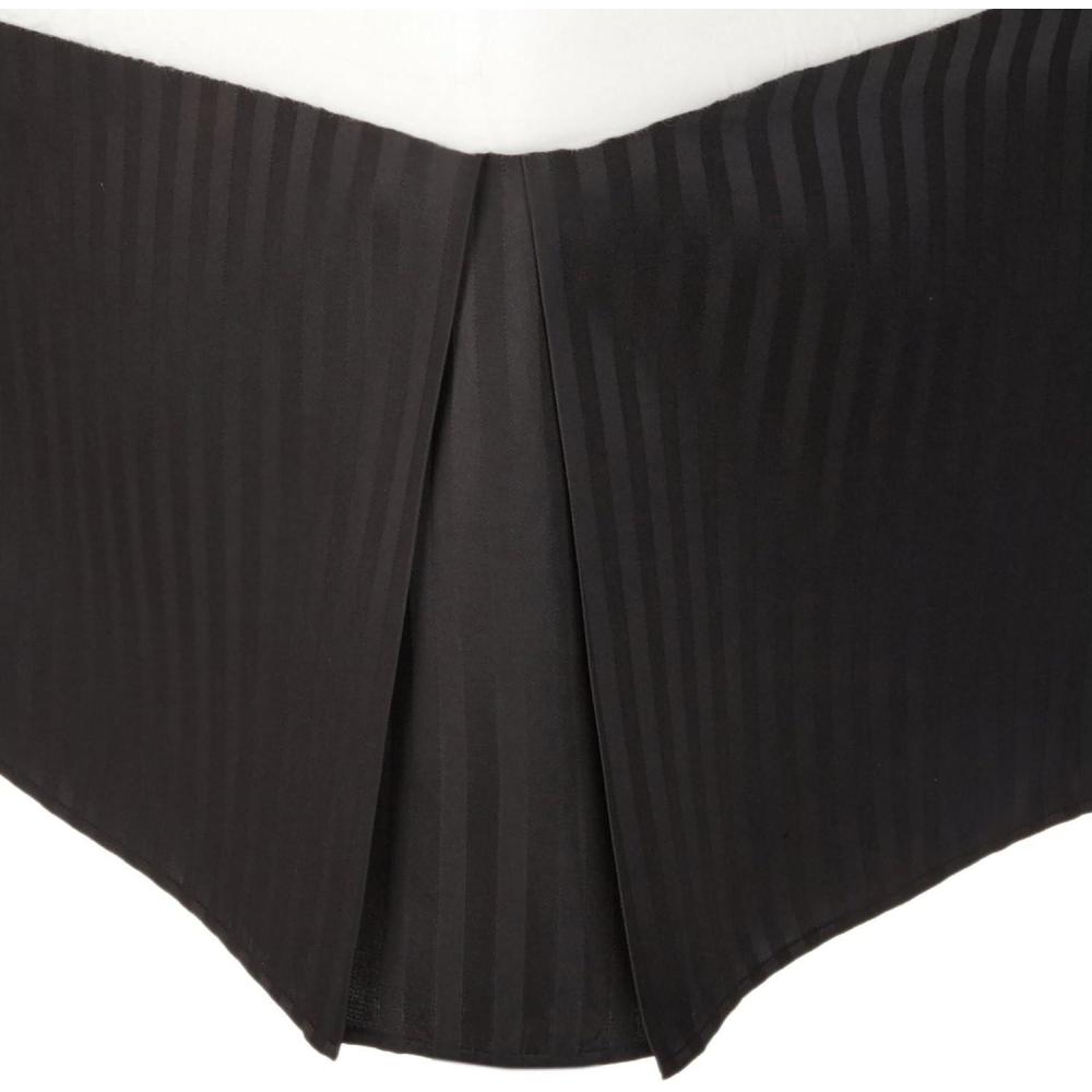 imageSuperior 1500 Series 100 Microfiber Pleated Twin XL Bed Skirt Stripe Navy Blue  15 Inch Drop and 100 MicrofiberBlack