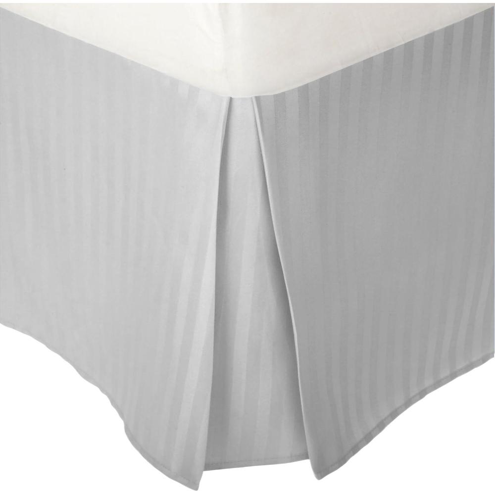 imageSuperior 1500 Series 100 Microfiber Pleated Twin XL Bed Skirt Stripe Navy Blue  15 Inch Drop and 100 MicrofiberChrome