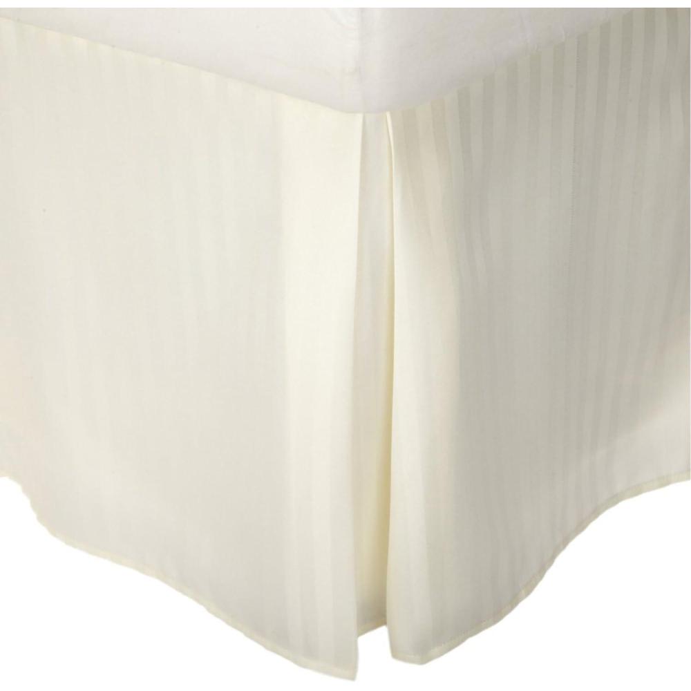 imageSuperior 1500 Series 100 Microfiber Pleated Twin XL Bed Skirt Stripe Navy Blue  15 Inch Drop and 100 MicrofiberIvory