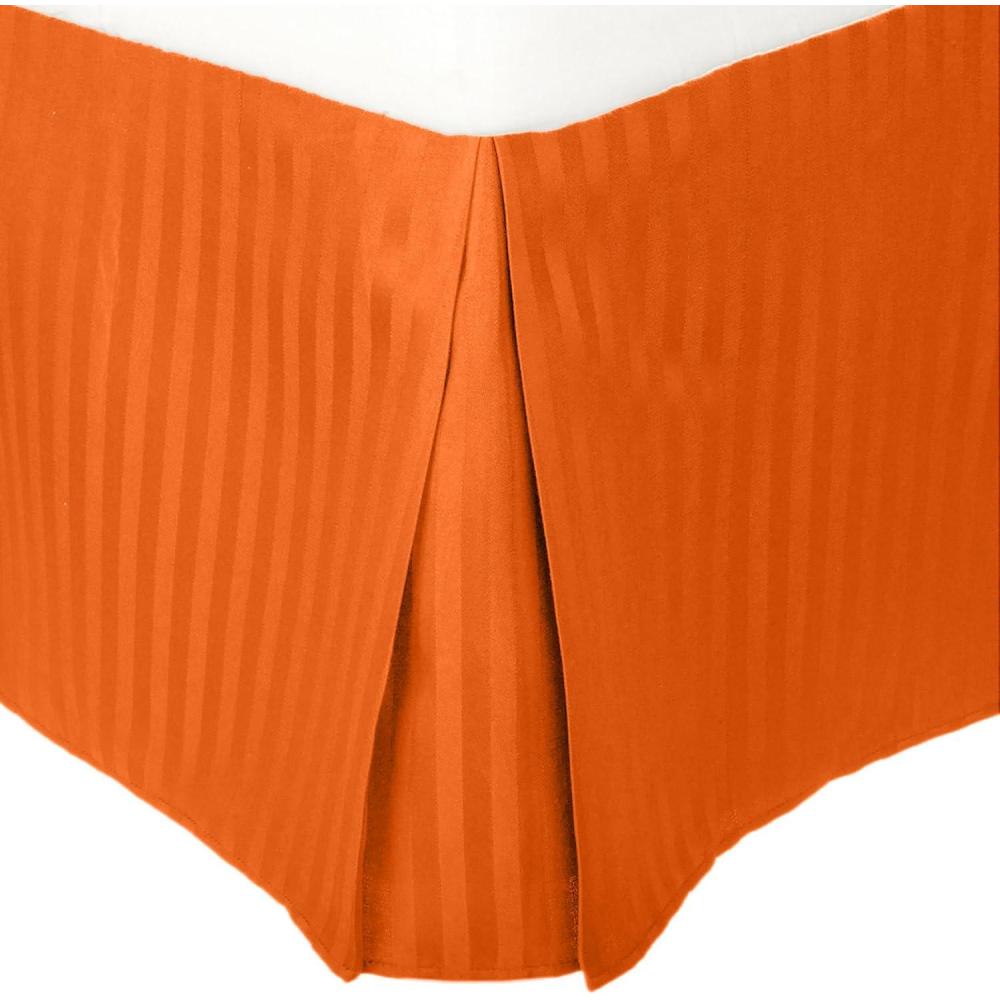 imageSuperior 1500 Series 100 Microfiber Pleated Twin XL Bed Skirt Stripe Navy Blue  15 Inch Drop and 100 MicrofiberOrange