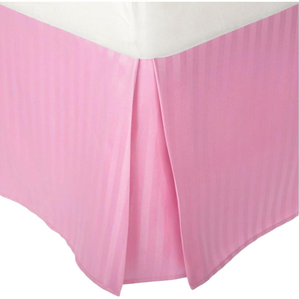 imageSuperior 1500 Series 100 Microfiber Pleated Twin XL Bed Skirt Stripe Navy Blue  15 Inch Drop and 100 MicrofiberPink