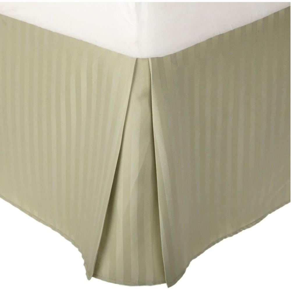 imageSuperior 1500 Series 100 Microfiber Pleated Twin XL Bed Skirt Stripe Navy Blue  15 Inch Drop and 100 MicrofiberSage