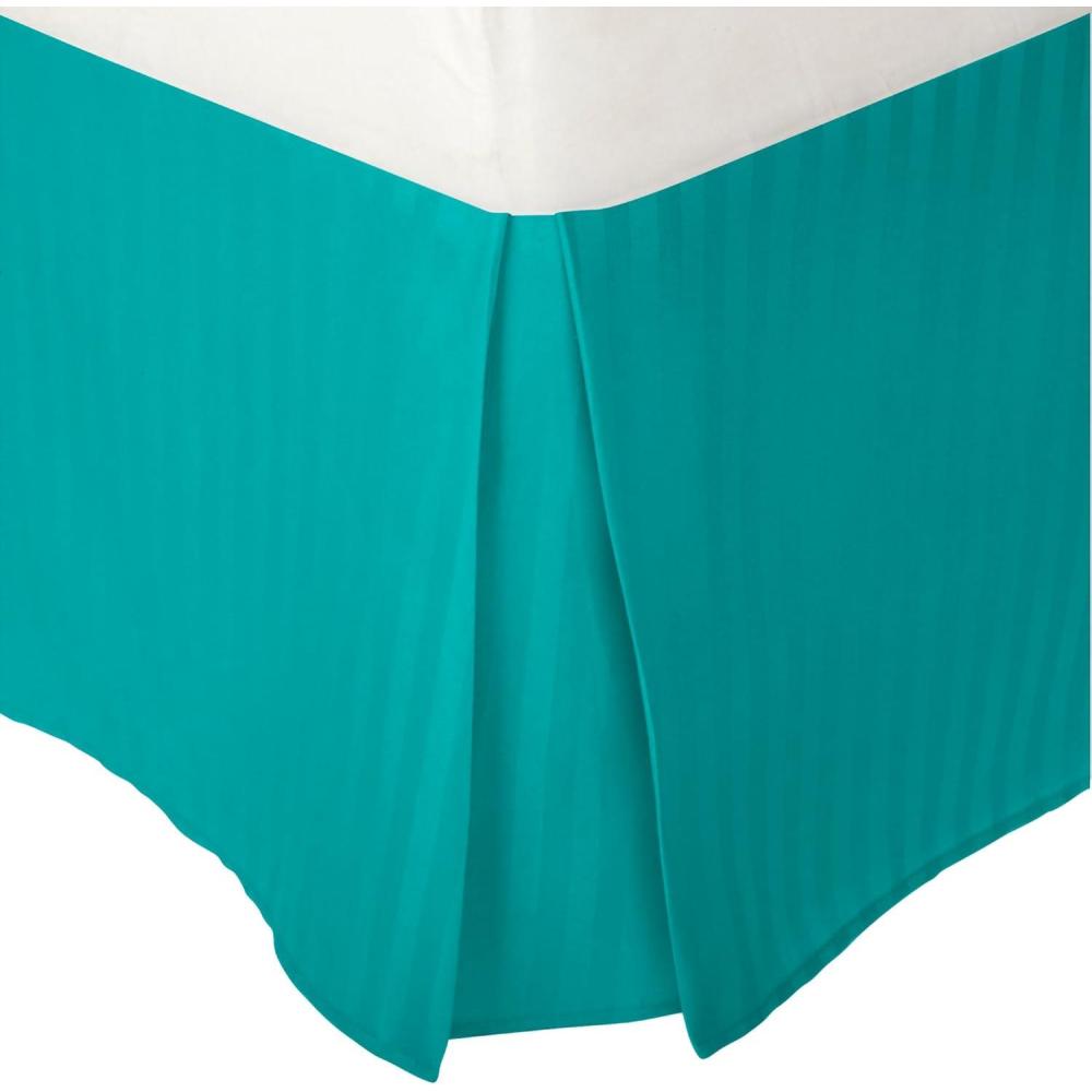 imageSuperior 1500 Series 100 Microfiber Pleated Twin XL Bed Skirt Stripe Navy Blue  15 Inch Drop and 100 MicrofiberTeal