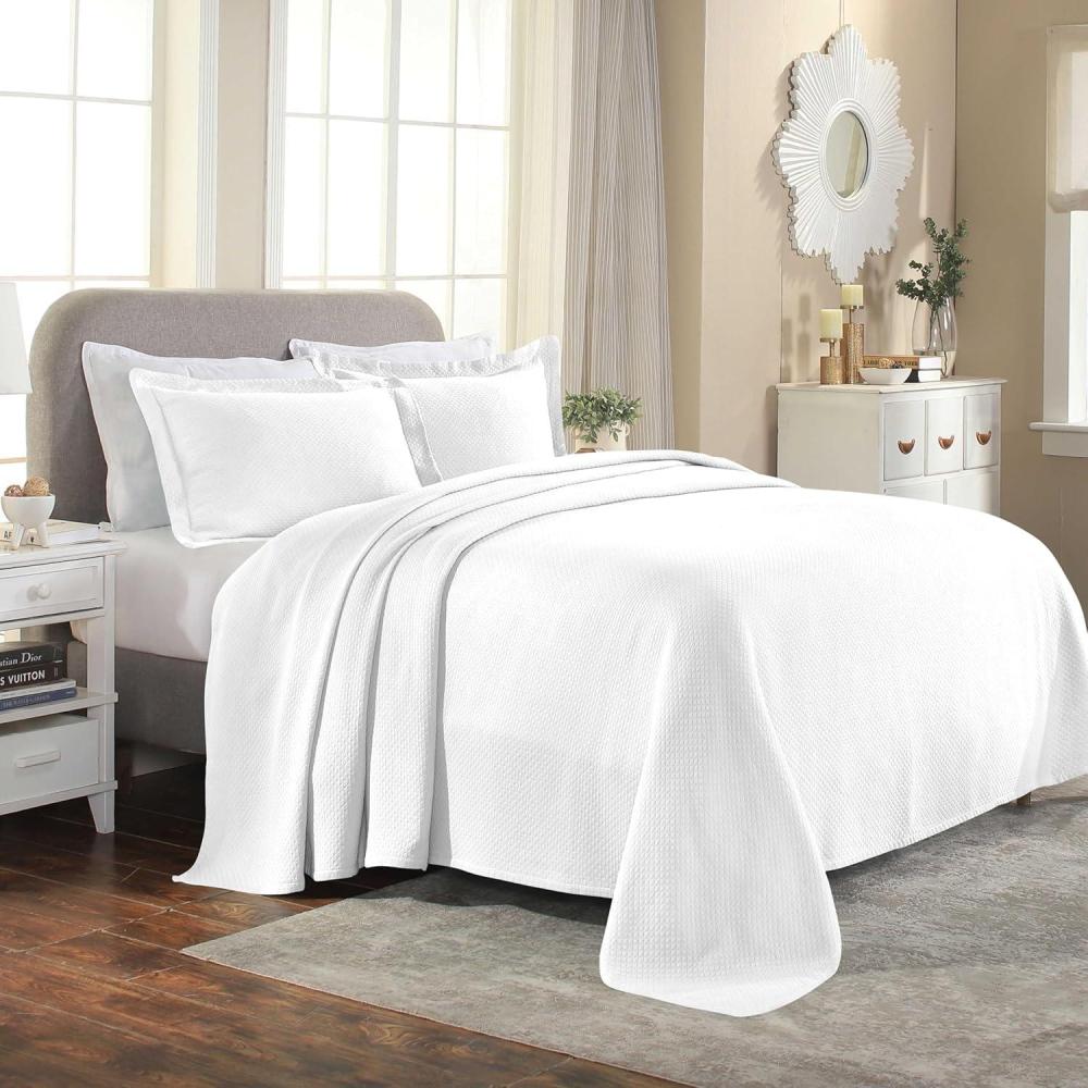 imageSuperior 2 Piece Solitaire Cotton Bedspread Set Home Bed Decor Decorative Bed Spread 1 Pillow Sham Medium Weight Blanket Matelasse Coverlet Bedding Textured Quilted Pattern Twin TaupeWhite  Z