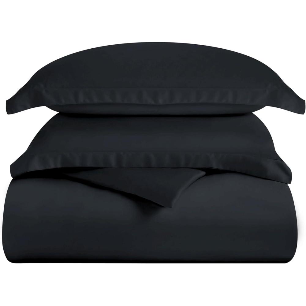imageSuperior 300 Thread Count Duvet Cover Set 100 Modal from Beech Solid KingCalifornia King WhiteBlack