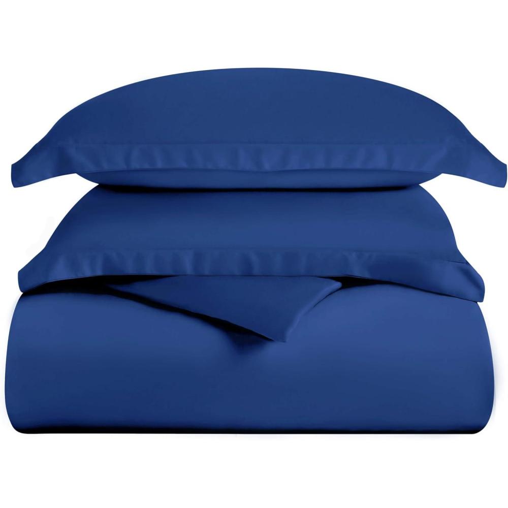 imageSuperior 300 Thread Count Duvet Cover Set 100 Modal from Beech Solid KingCalifornia King WhiteNavy Blue