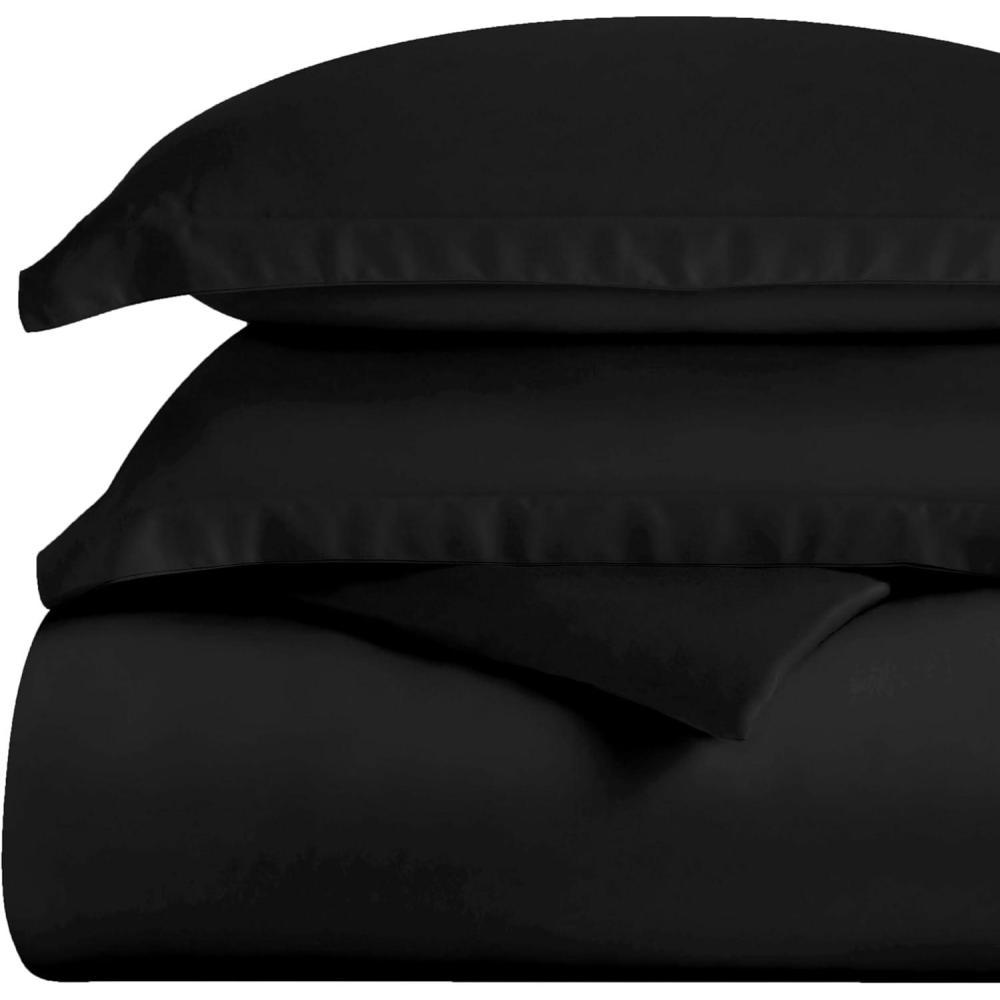 imageSuperior 300Thread Duvet Cover Set Premium LongStaple Cotton Twin BlackBlack
