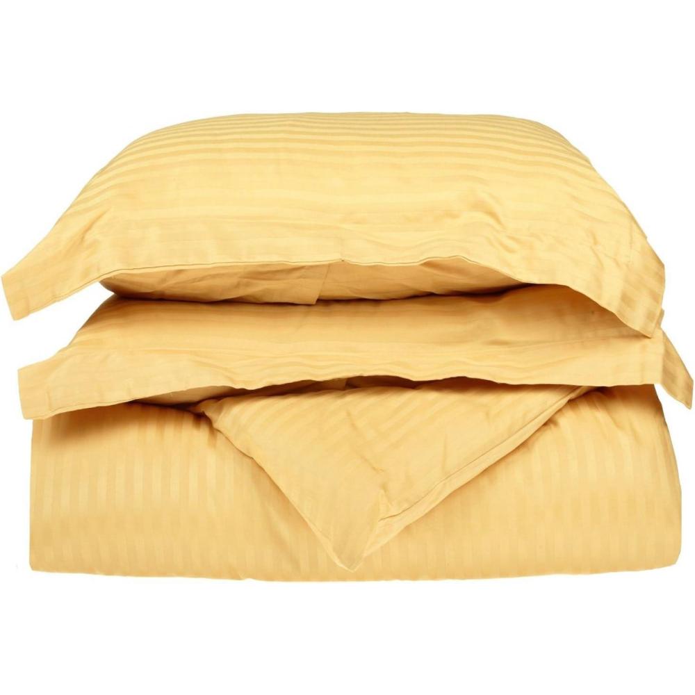 imageSuperior 300Thread Duvet Cover Set Premium LongStaple Cotton Twin BlackGold Stripe