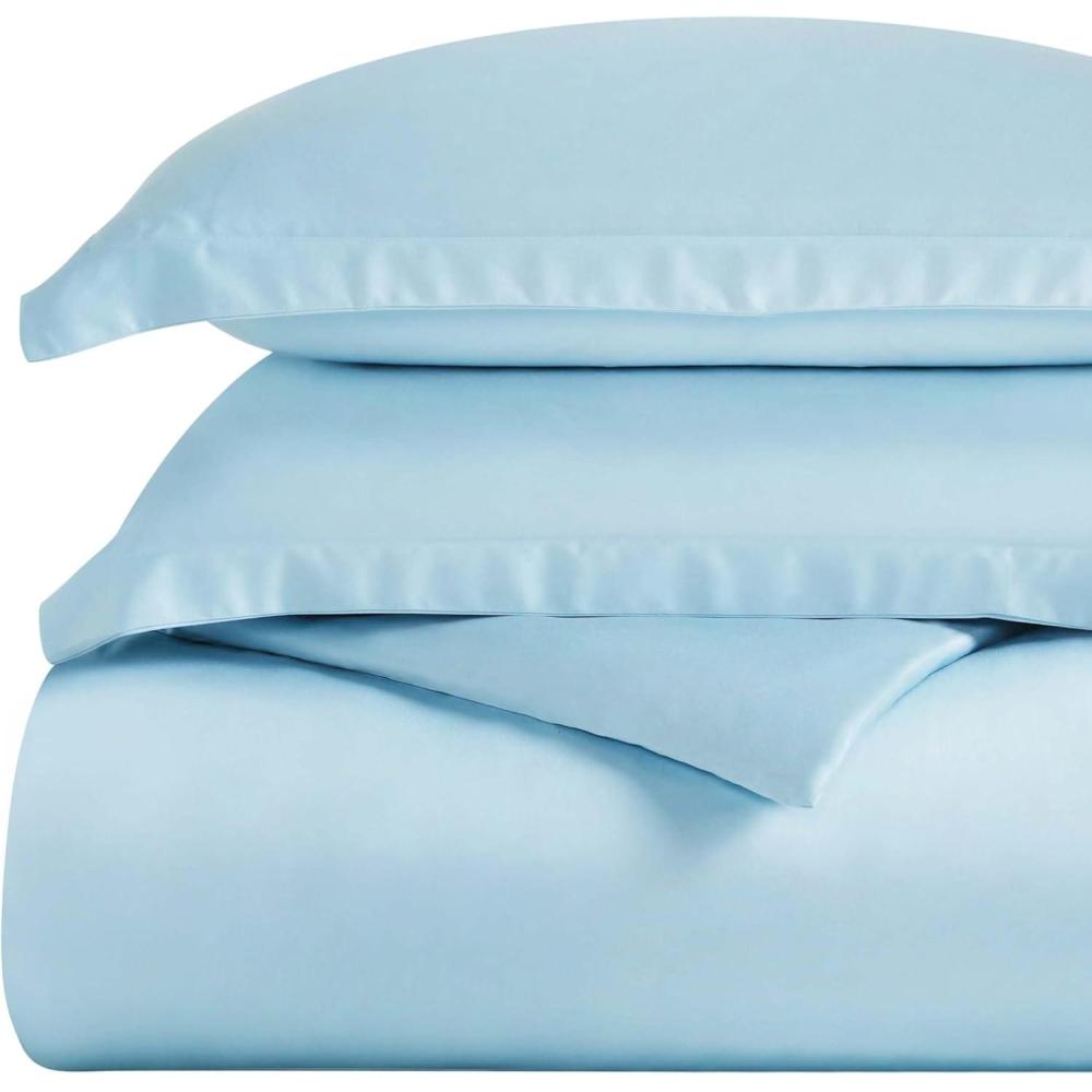 imageSuperior 300Thread Duvet Cover Set Premium LongStaple Cotton Twin BlackLight Blue