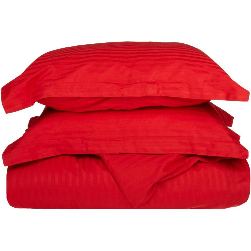 imageSuperior 300Thread Duvet Cover Set Premium LongStaple Cotton Twin BlackRed Stripe