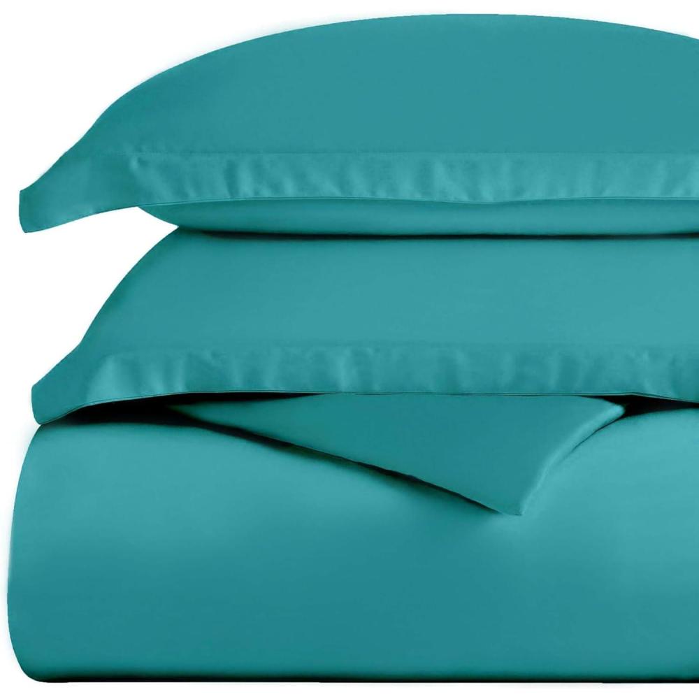 imageSuperior 300Thread Duvet Cover Set Premium LongStaple Cotton Twin BlackTeal