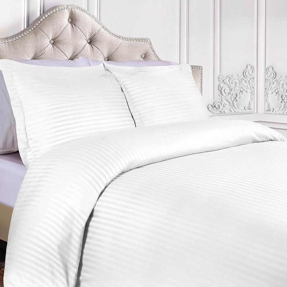 imageSuperior 300Thread Duvet Cover Set Premium LongStaple Cotton Twin BlackWhite Stripe