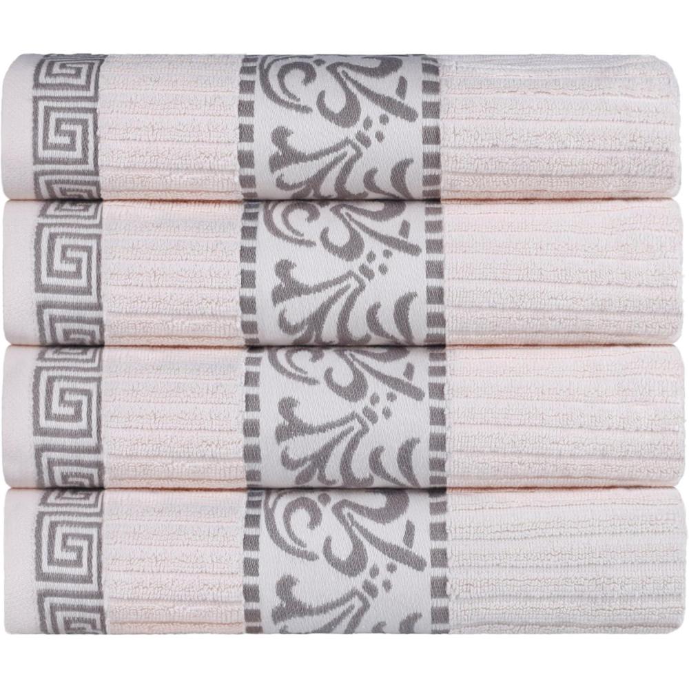 imageSuperior 6Piece Cotton Towel Set Decorative Greek Pattern Home Essentials Absorbent Towels Bathroom Decor Spa Resort Includes 2 Hand 2 Face and 2 Bath Towels Athens Collection GreyIvorychrome