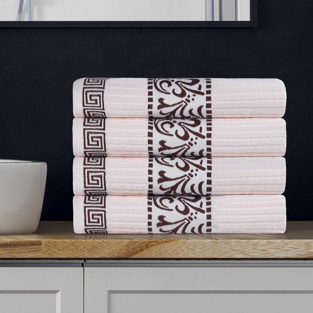 imageSuperior 6Piece Cotton Towel Set Decorative Greek Pattern Home Essentials Absorbent Towels Bathroom Decor Spa Resort Includes 2 Hand 2 Face and 2 Bath Towels Athens Collection GreyIvorychocolate
