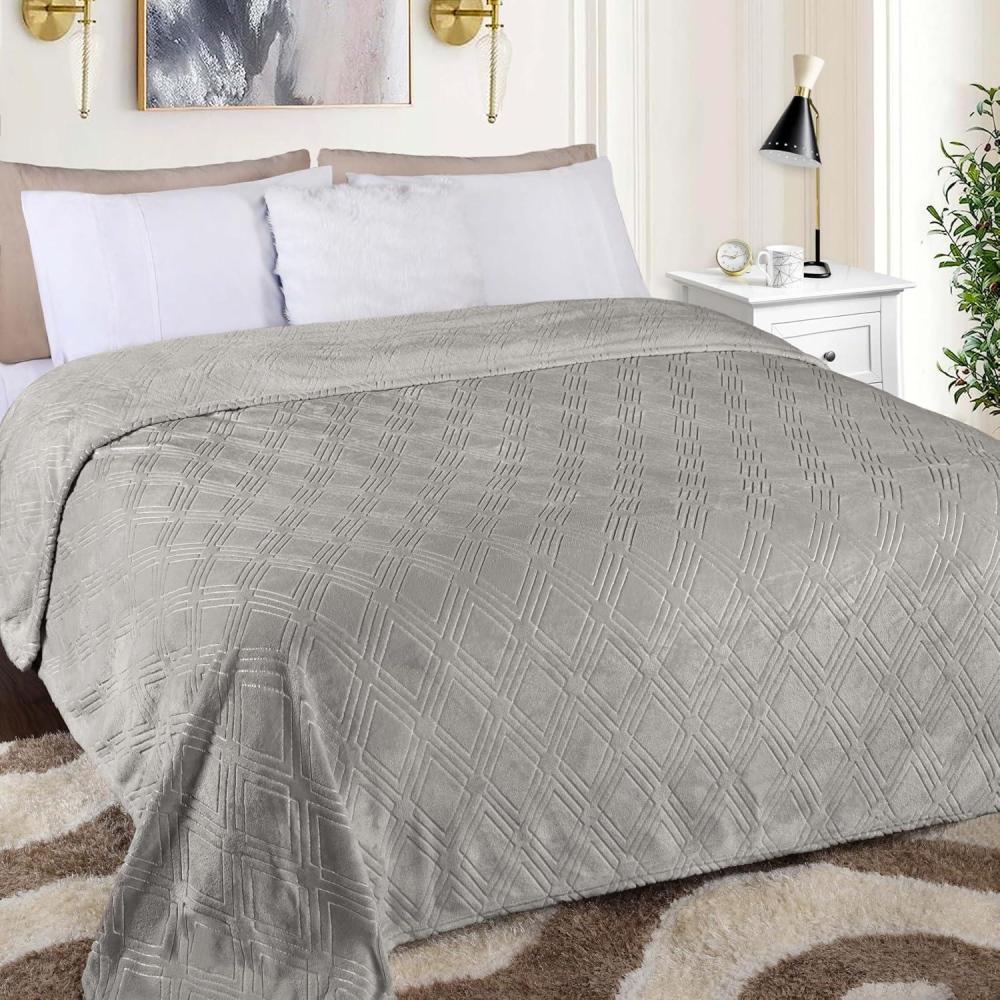 imageSuperior Alaska Collection Quilted Diamond Throw Blanket  Soft Plush Velvety Fleece Blanket for Couch Bed and Living Room Decor  Cozy Warm ampamp Lightweight AllSeason Cover Throw Size WhitePlatinum