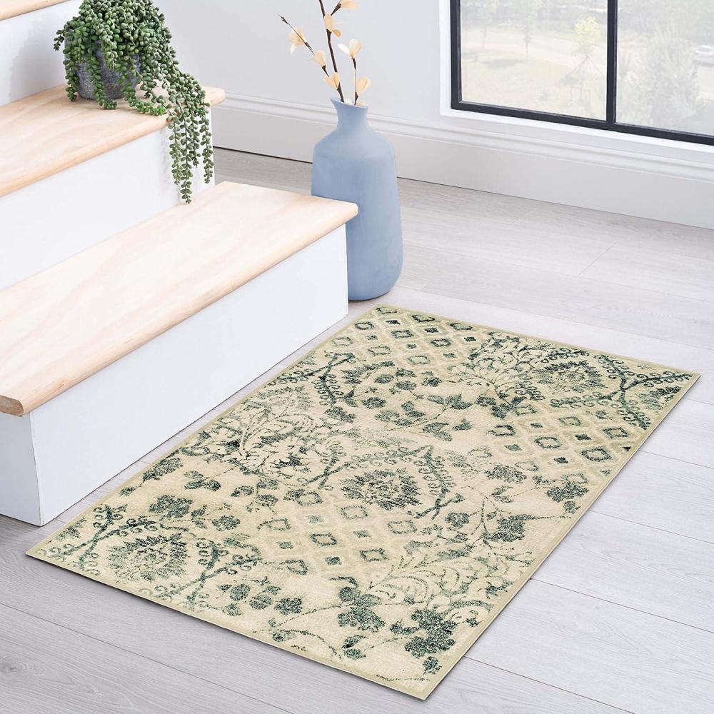 imageSuperior Area Rugs for Bedroom Farmhouse Kitchen Entryway Laundry Room  Living Room Decor  Mosaic Collection Chocolate 2 7quot x 8 ChocolateIvory Green