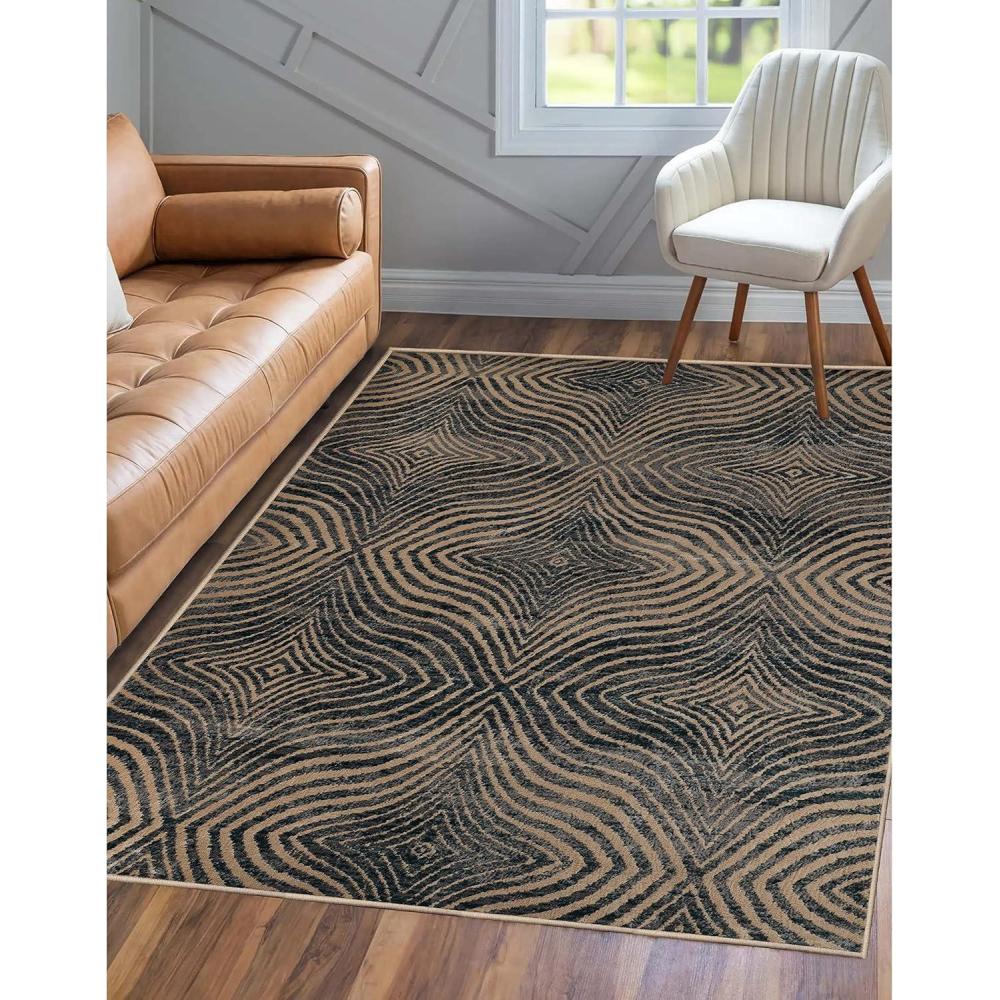 imageSuperior Area Rugs for Bedroom Farmhouse Kitchen Entryway Laundry Room Living Room Decor Cadwell Collection 2 x 3 Beige BlueBrown Black