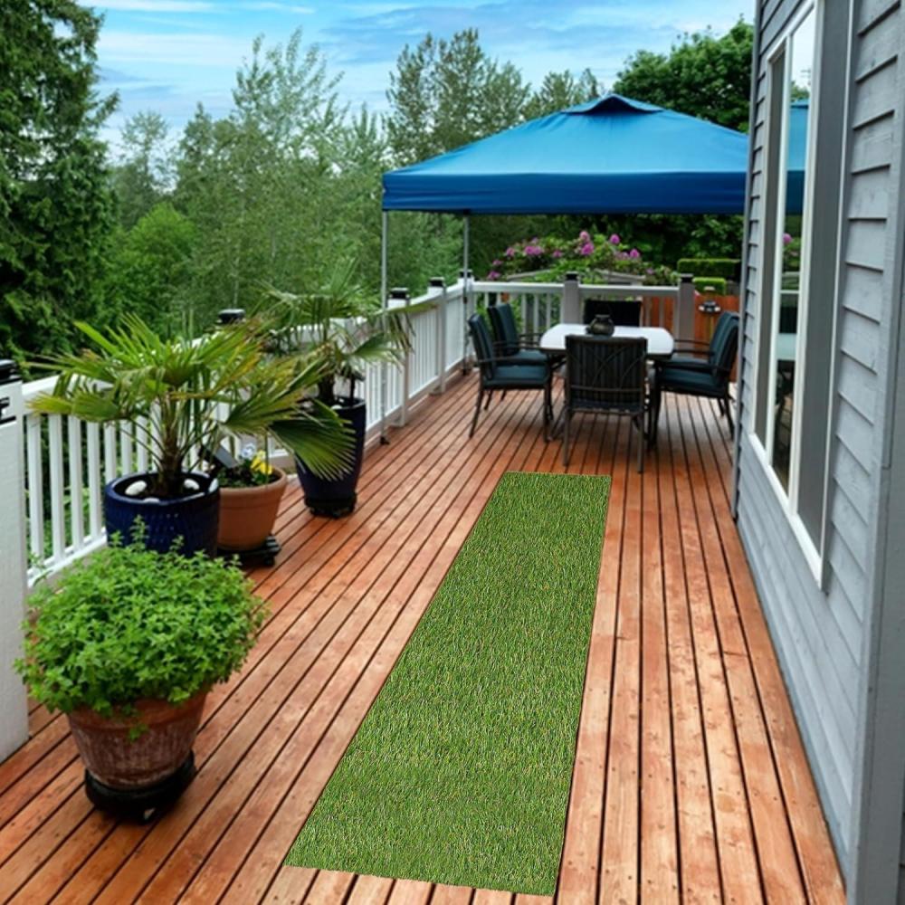 imageSuperior Artificial Grass IndoorOutdoor Area Rug Faux Turf Fake Grass for Backyard Playground Patio Dog Pet Training Synthetic Lawn Floor Decor Rubber Back 1 x 13 GreenGreen
