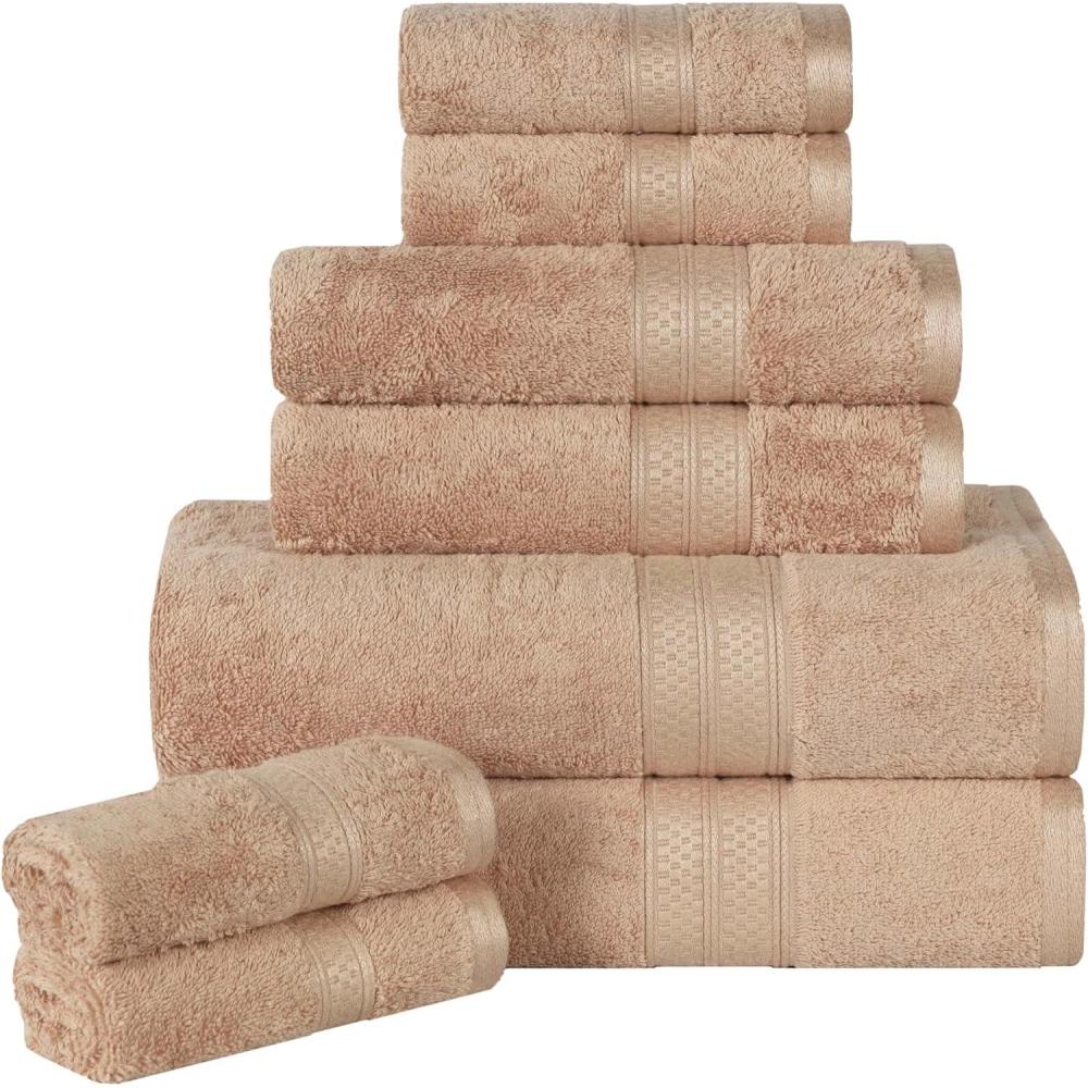 imageSuperior Bath Towel Set Rayon From Bamboo Cotton Blend Ideal for Bathroom Guest Bathroom and Beach Modern Style with Solid Dobby Border Includes 2 Pieces Bath Towels Bath Towel SalmonSand
