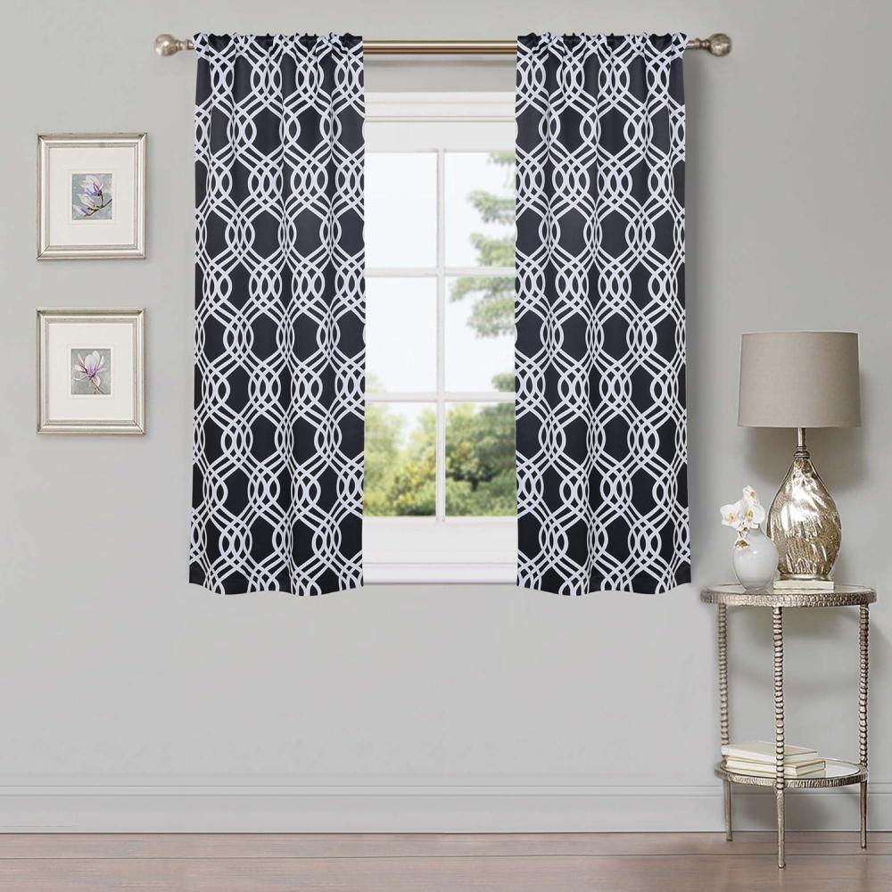 imageSuperior Blackout Curtains Room Darkening Bedroom Drapes Kitchen Living Room Window Accents Sun Blocking Thermal 2 Pack Ribbon Blackout Curtains Set of 2 52quot x 84quot SilverBlack