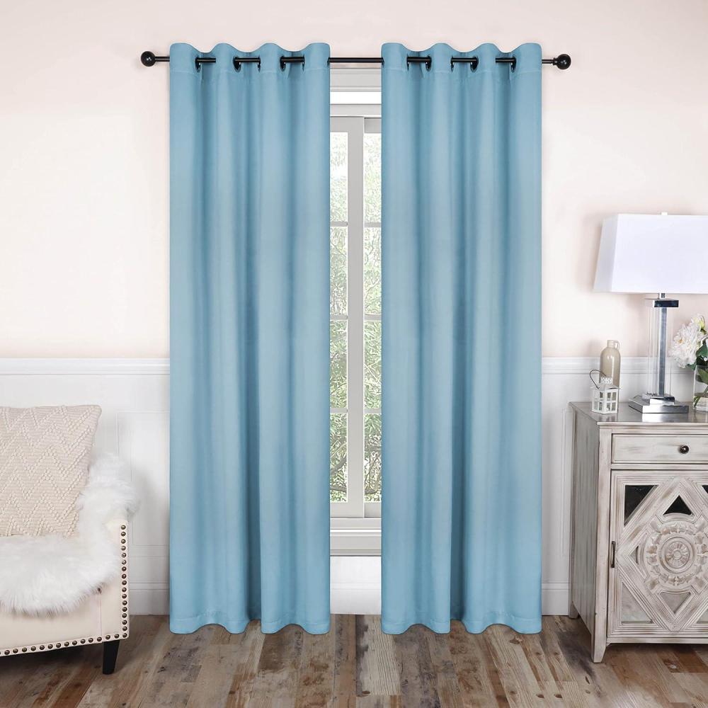 imageSuperior Blackout Curtains Room Darkening Window Accent for Bedroom Sun Blocking Thermal Modern Bohemian Curtains Leaves Collection Set of 2 Panels 8 Grommets 52quot x 63quot Light Blue
