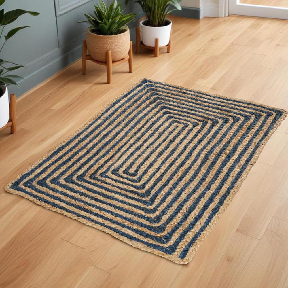 imageSuperior Braided Dyed Jute Handwoven Indoor Area Rug Jute Floor Decor For Living Room Hallway Entry Dining Room Bedroom Office Apartment HandWoven Modern Farmhouse Rugs 2 6quot x 8 Navy BlueNavy Blue