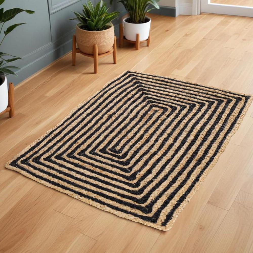 imageSuperior Braided Dyed Jute Handwoven Indoor Area Rug Jute Floor Decor For Living Room Hallway Entry Dining Room Bedroom Office Apartment HandWoven Modern Farmhouse Rugs 2 6quot x 8 Navy BlueBlack