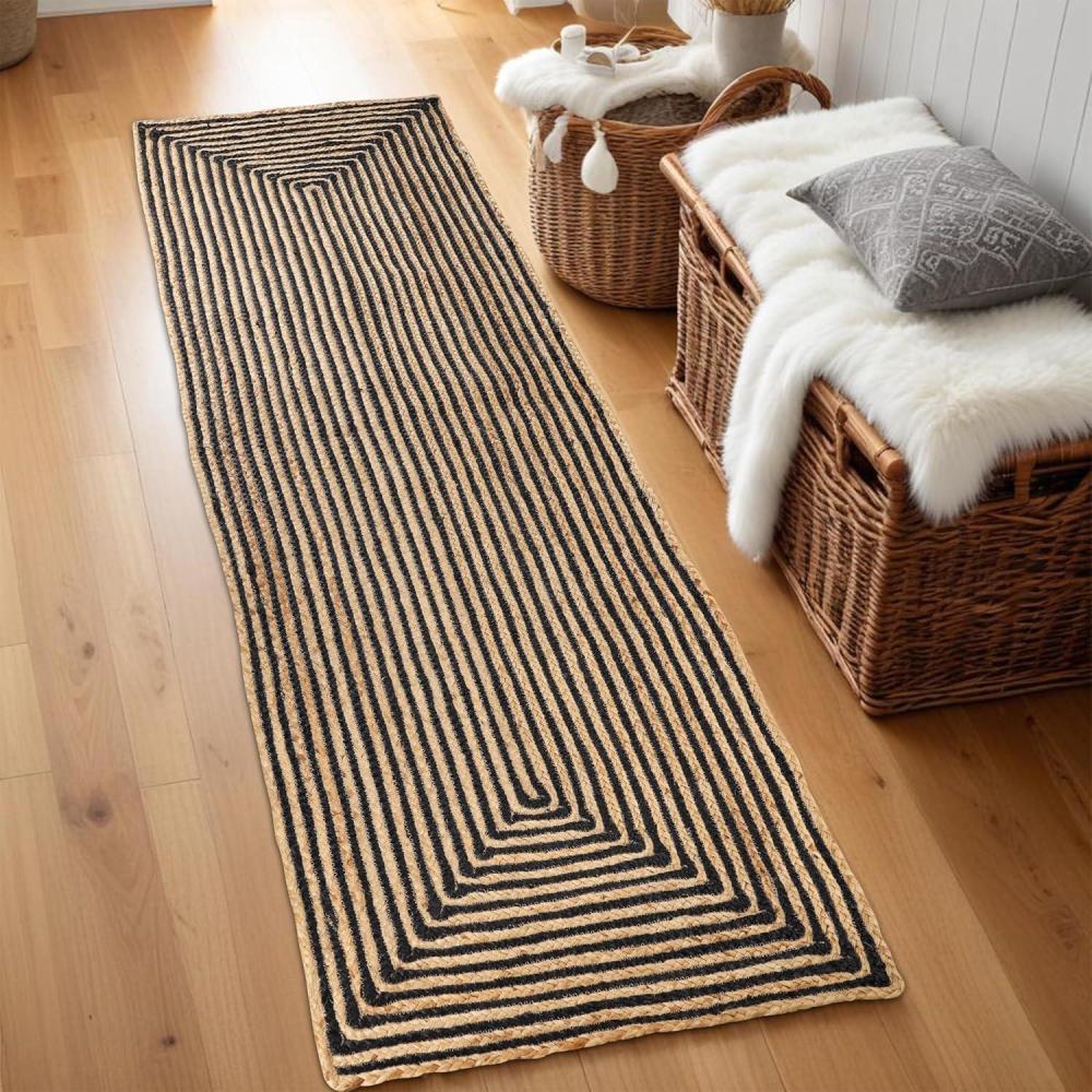 imageSuperior Braided Dyed Jute Handwoven Indoor Area Rug Jute Floor Decor for Dining Room Office Dorm Kitchen Entry HandWoven Modern Farmhouse Rugs 6 Round Navy BlueBlack