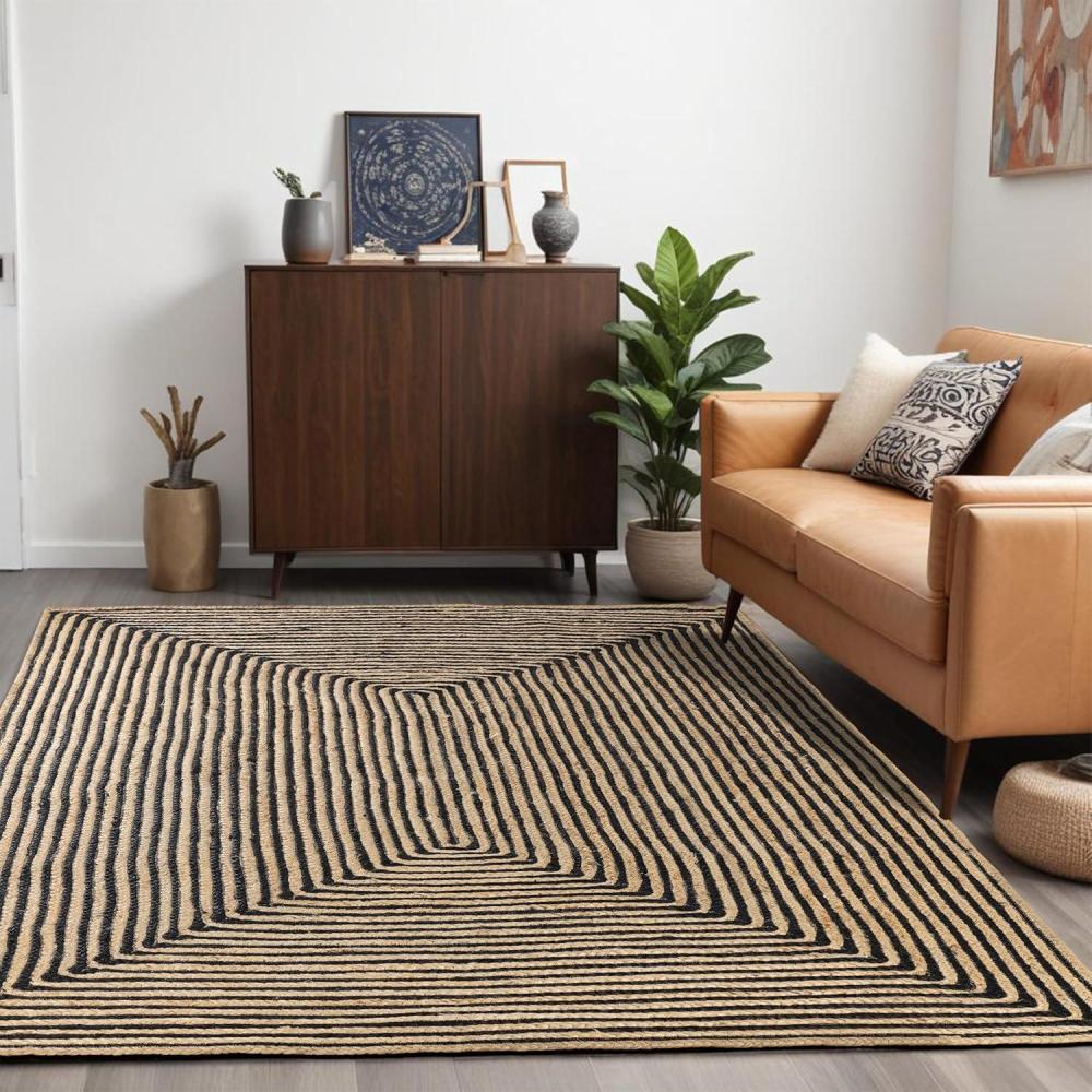 imageSuperior Braided Dyed Jute Handwoven Indoor Area Rug Jute Floor Decor for Entry Kitchen Living Room Dining Room Bedroom Office Apartment HandWoven Modern Farmhouse Rugs 4 x 6 Black