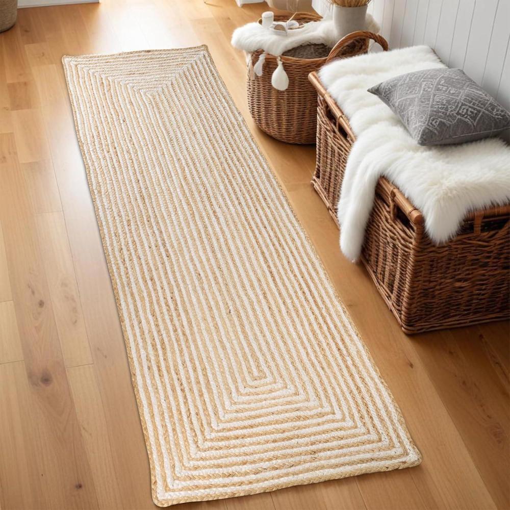 imageSuperior Braided Dyed Jute Handwoven Indoor Runner Rug Jute Floor Decor for Dining Room Office Dorm Kitchen Entry HandWoven Modern Farmhouse Rugs 2 6quot x 12 IvoryIvory