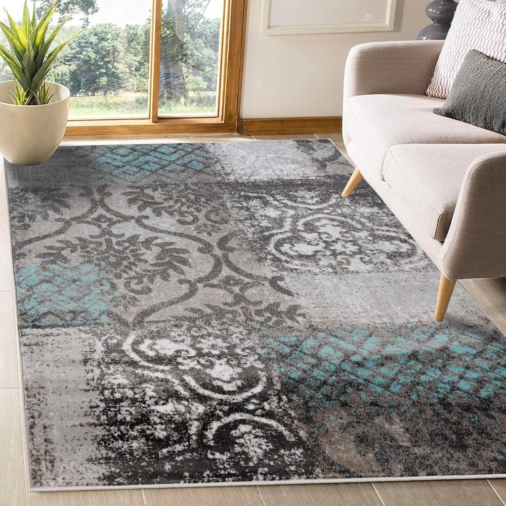 imageSuperior Bristol Collection Area Rug 8mm Pile Height with Jute Backing Chic Geometric Damask Patchwork Design Fashionable and Affordable Woven Rugs  4 x 6 Rug Beige ampamp BrownRivulet  Z