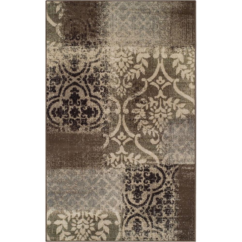 imageSuperior Bristol Collection Area Rug 8mm Pile Height with Jute Backing Chic Geometric Damask Patchwork Design Fashionable and Affordable Woven Rugs  4 x 6 Rug Ivory ampamp Light BlueIvorylight Blue