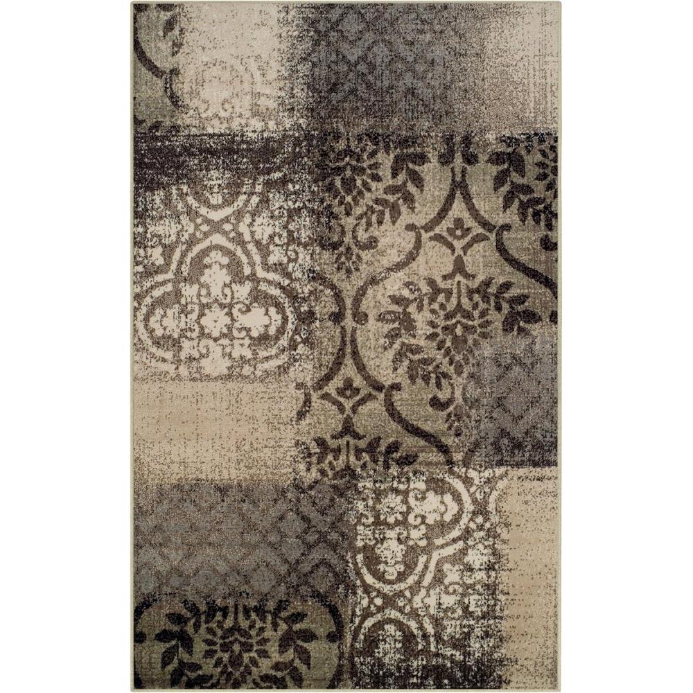imageSuperior Bristol Collection Area Rug 8mm Pile Height with Jute Backing Chic Geometric Damask Patchwork Design Fashionable and Affordable Woven Rugs  4 x 6 Rug Ivory ampamp Light BlueBeigebrown