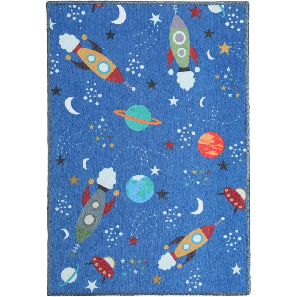 imageSuperior Butterfly Burst NonSlip Indoor Rug for Kids Toddlers ampamp Babies Washable Perfect for Playroom Kids Room Nursery or Bedroom Colorful Butterfly Swirls and Stars 5 x 7 6quot ApricotRedmulticolor