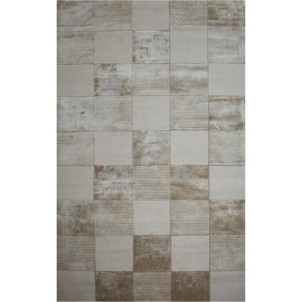 imageSuperior Checkered Hand Woven Viscose Area Rug with Cotton Canvas Backing Neutral Rug with Cool and Silky Soft Viscose Pile  Beige 5 x 8 RugCheckered  Beige