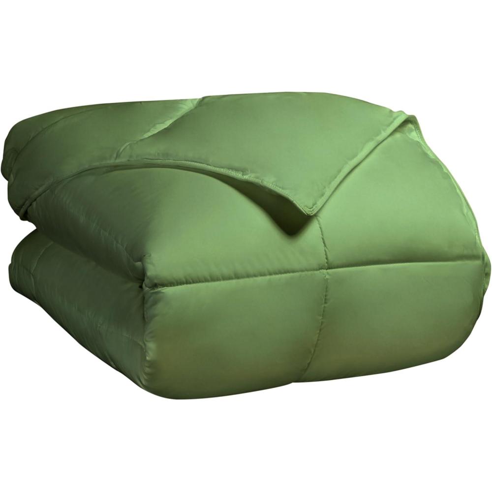 imageSuperior Classic AllSeason Reversible Comforter Comfy Fluffy Cozy Lightweight Decorative Duvet Insert Plush Oversized Bedding Box Quilt Design 4 Corner Loops FullQueen Dusty OrangeTerrace Green