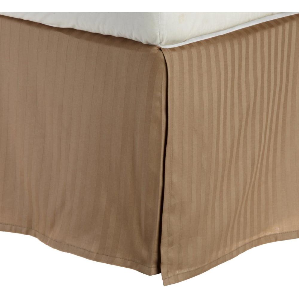 imageSuperior Combed Cotton 300 Thread Count Bed Skirt Stripe Black TwinTaupe