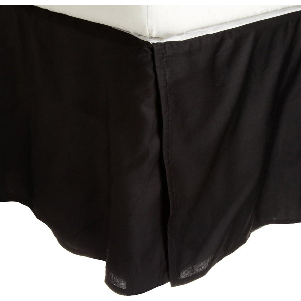 imageSuperior Combed Cotton 300 Thread Count Pleated Bed Skirt Twin IvoryBlack