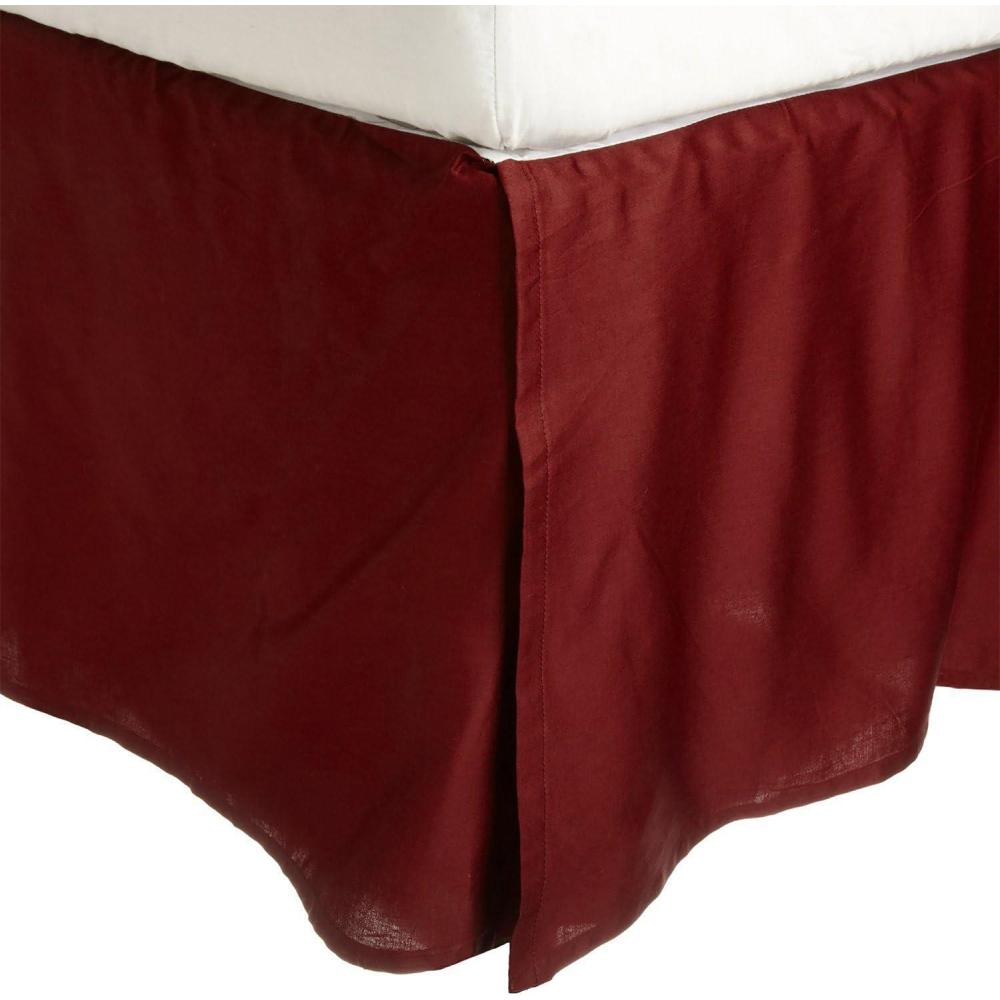 imageSuperior Combed Cotton 300 Thread Count Pleated Bed Skirt Twin IvoryBurgundy