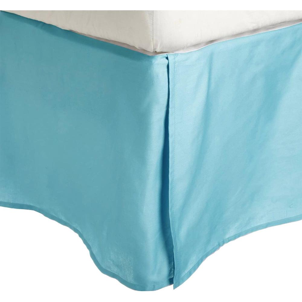 imageSuperior Combed Cotton 300 Thread Count Pleated Bed Skirt Twin IvoryTeal