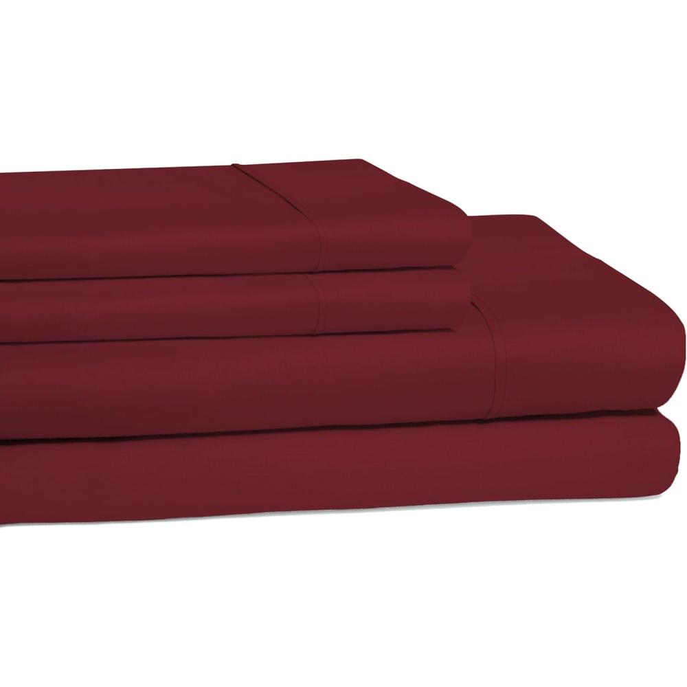 imageSuperior Cotton 300Thread Count Solid Deep Pocket Sheet Set King Light Grey 4Piece SetBurgundy