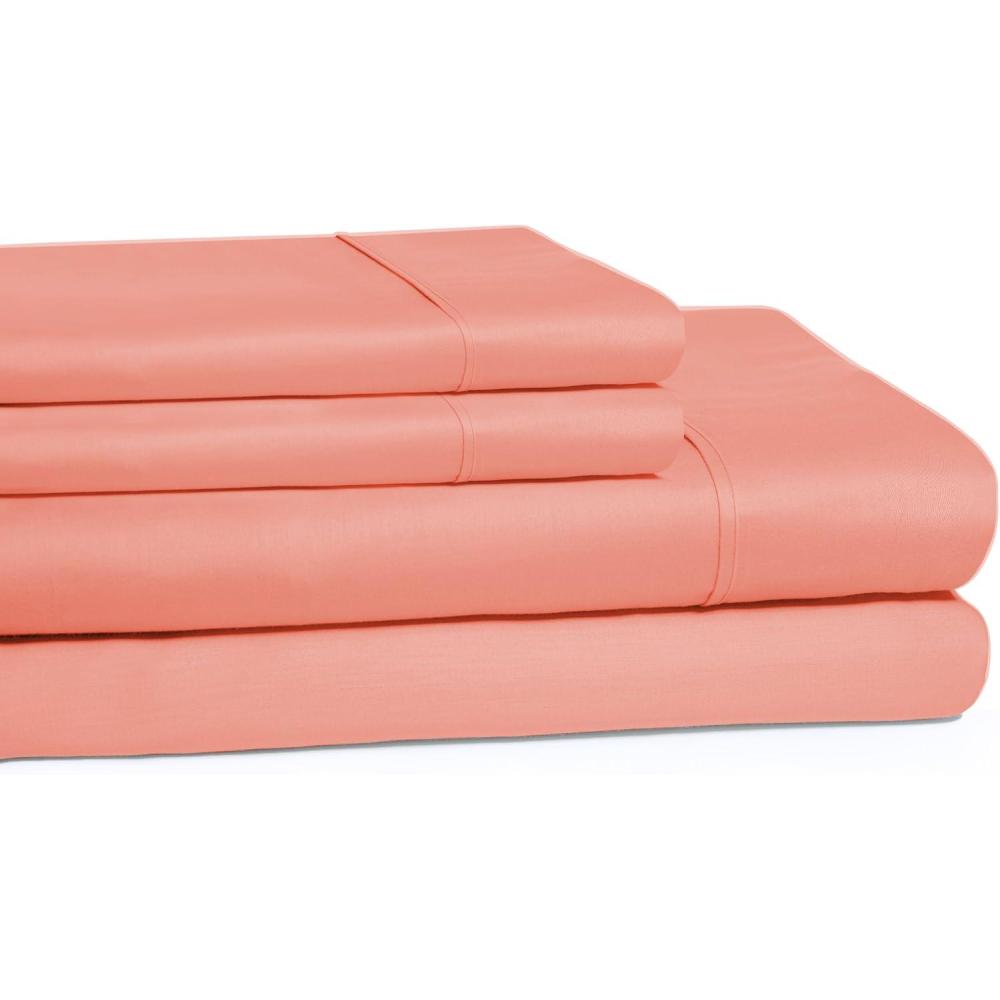 imageSuperior Cotton 300Thread Count Solid Deep Pocket Sheet Set King Light Grey 4Piece SetCoral